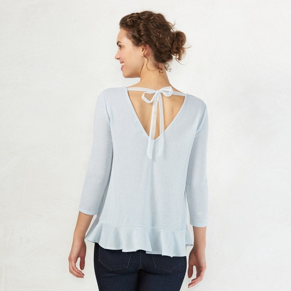 LC LAUREN CONRAD Sweater Gray Floral Embroidered Boho Peplum Sizes S XL - Picture 2 of 5